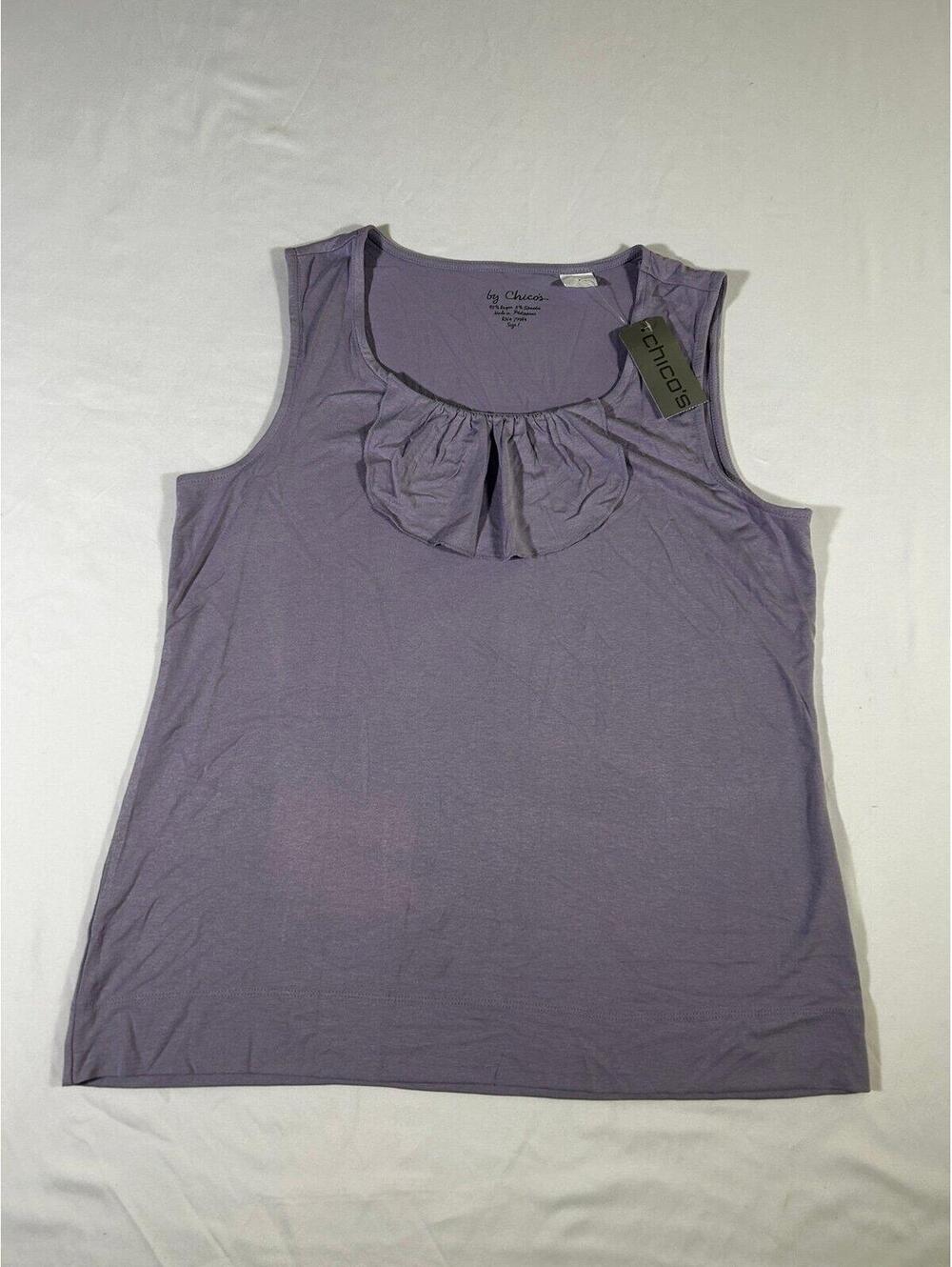 Chico's Wisteria Ruffle Bib Jersey Knit Tank Size 1 NWT